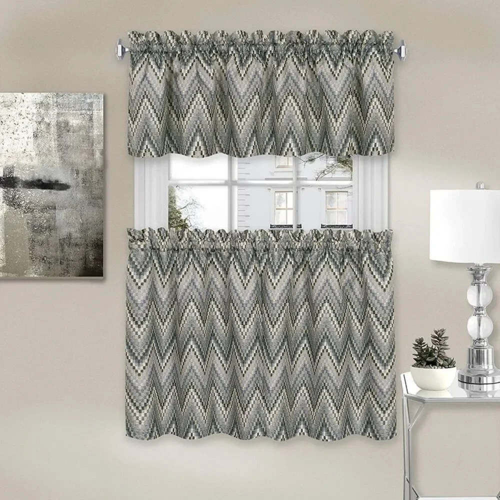 Woven Trends Geometric Chevron Light Filtering, Modern Living Room Half Rod
